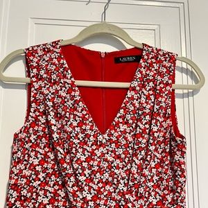 Ralph Lauren Petite Floral Crepe Sleeveless Dress 6P